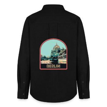 Illustration Historic Center of Berlin - Women's Oxford Shirt - black - Back - AI Model Female 172 light (172cm)