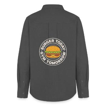 Burger today, gym tomorrow - Women's Oxford Shirt - anthracite - Back - AI Model Female 172 light (172cm)