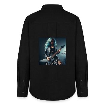 Guitariste de heavy metal - Chemise Oxford Femme - noir - Dos - AI Model Female 172 light (172cm)