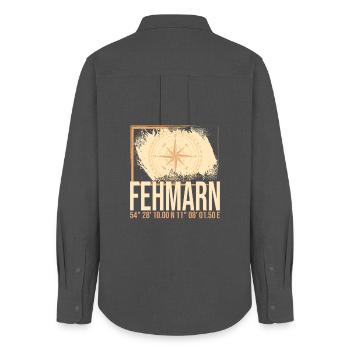 Fehmarn Koordinaten - Frauen Oxford Hemd - Anthrazit - Hinten - AI Model Female 172 light (172cm)