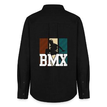 BMX Jump Neon Panels - Women's Oxford Shirt - black - Back - AI Model Female 172 light (172cm)