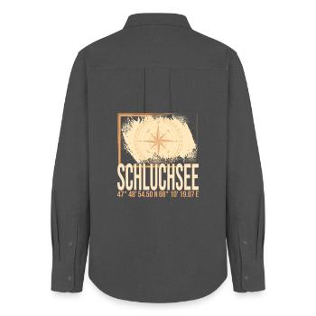 Schluchsee Koordinaten - Frauen Oxford Hemd - Anthrazit - Hinten - AI Model Female 172 light (172cm)