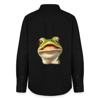 Smiling Frog - Women's Oxford Shirt - black - Back - AI Model Female 172 light (172cm)