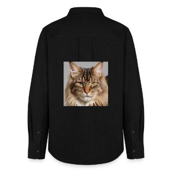 Maine Coon, die Raubkatze - Frauen Oxford Hemd - Schwarz - Hinten - AI Model Female 172 light (172cm)