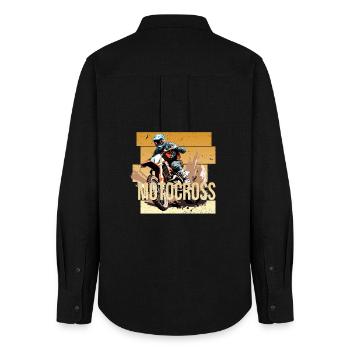 Motocross - Frauen Oxford Hemd - Schwarz - Hinten - AI Model Female 172 light (172cm)