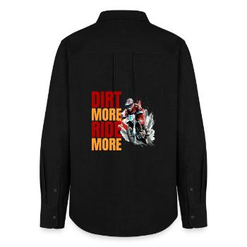 Dirt More - Ride More - Frauen Oxford Hemd - Schwarz - Hinten - AI Model Female 172 light (172cm)