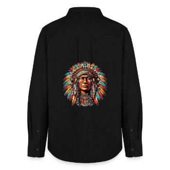 American Indian American Red Skin - Women's Oxford Shirt - black - Back - AI Model Female 172 light (172cm)