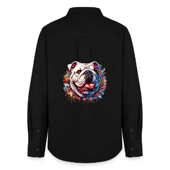 Bouledogue anglais Chien - Chemise Oxford Femme - noir - Dos - AI Model Female 172 light (172cm)