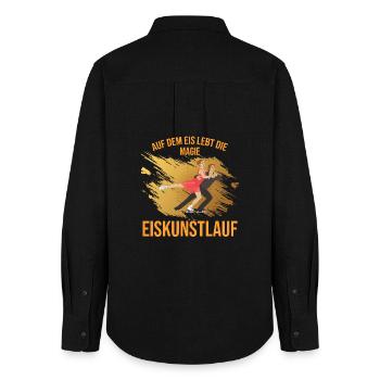 Auf dem Eis lebt die Magie - Eiskunstlauf - Frauen Oxford Hemd - Schwarz - Hinten - AI Model Female 172 light (172cm)