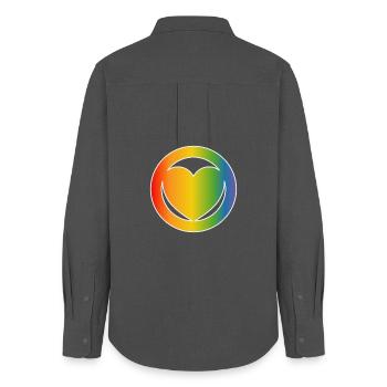 LGBT Herz CSD Shirt white - Frauen Oxford Hemd - Anthrazit - Hinten - AI Model Female 172 light (172cm)