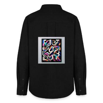 Experimentelle Typografie - Frauen Oxford Hemd - Schwarz - Hinten - AI Model Female 172 light (172cm)