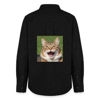 Katze - Frauen Oxford Hemd - Schwarz - Hinten - AI Model Female 172 light (172cm)