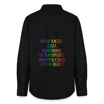 Why Be Racist Sexist Homophobic LGBT Gay Pride - Women's Oxford Shirt - black - Back - AI Model Female 172 light (172cm)