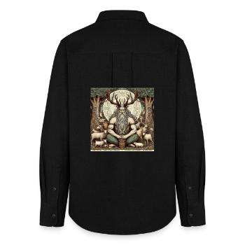 Cernunnos, keltischer Gott - Frauen Oxford Hemd - Schwarz - Hinten - AI Model Female 172 light (172cm)