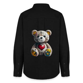 Orso orsacchiotto Teddybär - Frauen Oxford Hemd - Schwarz - Hinten - AI Model Female 172 light (172cm)