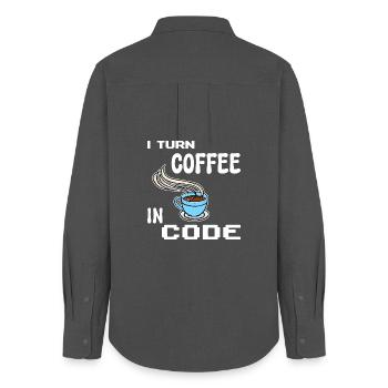 Developer Computergeek Statement Programmer - Women's Oxford Shirt - anthracite - Back - AI Model Female 172 light (172cm)