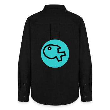 little fish - Women's Oxford Shirt - black - Back - AI Model Female 172 light (172cm)