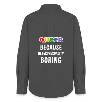 Queer because heterosexuality boring - Women's Oxford Shirt - anthracite - Back - AI Model Female 172 light (172cm)