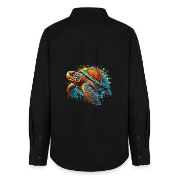 Turtle - Women's Oxford Shirt - black - Back - AI Model Female 172 light (172cm)