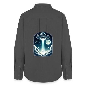 UFO-Entführung - Frauen Oxford Hemd - Anthrazit - Hinten - AI Model Female 172 light (172cm)