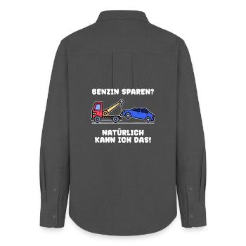 Déclaration de voiture Ravitaillement en carburant Essence Énergie - Chemise Oxford Femme - charbon - Dos - AI Model Female 172 light (172cm)