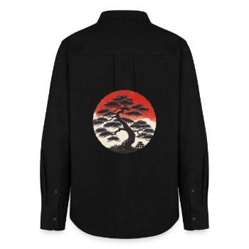 Asian Landscape - Women's Oxford Shirt - black - Back - AI Model Female 172 light (172cm)