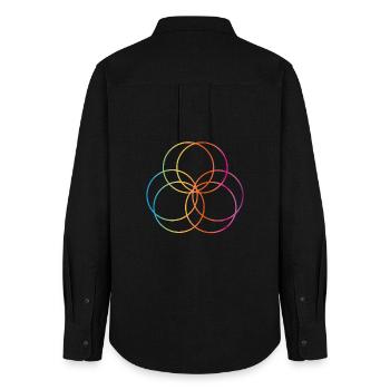 Yoga Meditation Kreis Regenbogen farbenfroh Yogi - Frauen Oxford Hemd - Schwarz - Hinten - AI Model Female 172 light (172cm)
