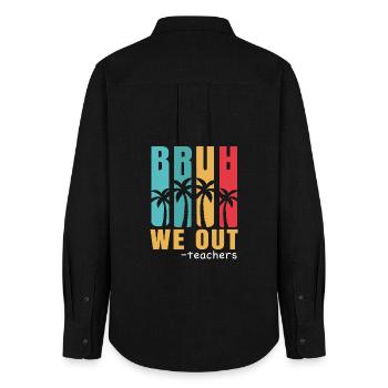 Bruh We Out Teachers Summer Break 2024 Retro - Frauen Oxford Hemd - Schwarz - Hinten - AI Model Female 172 light (172cm)