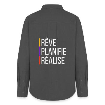 Citation de Motivation - Chemise Oxford Femme - charbon - Dos - AI Model Female 172 light (172cm)