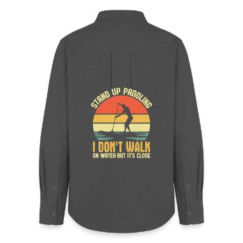 Stand Up Paddling Water Sport Design - Women's Oxford Shirt - anthracite - Back - AI Model Female 172 light (172cm)