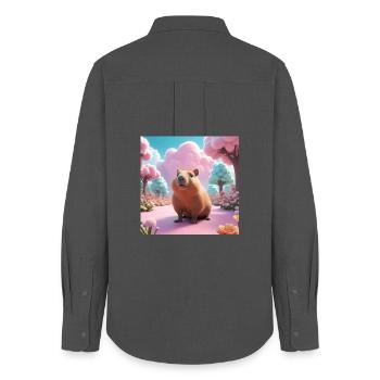 Capybara in the Magic Garden - Women's Oxford Shirt - anthracite - Back - AI Model Female 172 light (172cm)