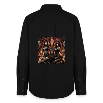 Living with Satan - Women's Oxford Shirt - black - Back - AI Model Female 172 light (172cm)