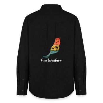 Fuerteventura outline map Canary Islands retro vintage - Women's Oxford Shirt - black - Back - AI Model Female 172 light (172cm)