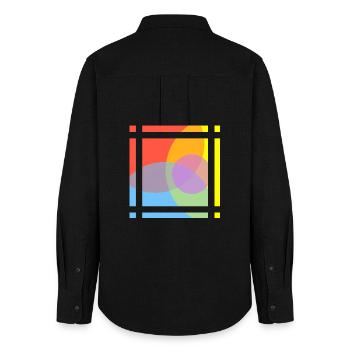 Jeu géométrique de couleurs - Chemise Oxford Femme - noir - Dos - AI Model Female 172 light (172cm)