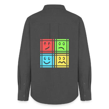 Geometric Patterns - Women's Oxford Shirt - anthracite - Back - AI Model Female 172 light (172cm)