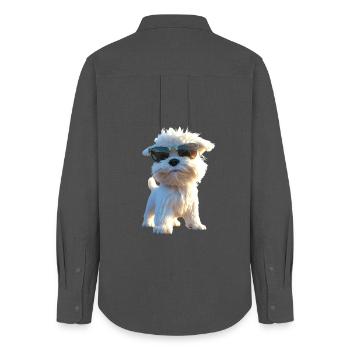 Maltese Little Maltese Dog Love Sweet Maltese - Women's Oxford Shirt - anthracite - Back - AI Model Female 172 light (172cm)
