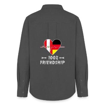 Peru and Germany 100% friendship - Women's Oxford Shirt - anthracite - Back - AI Model Female 172 light (172cm)