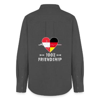 Austria and Germany 100% friendship - Women's Oxford Shirt - anthracite - Back - AI Model Female 172 light (172cm)