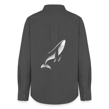 Illustration en forme de Whale Dotwork pour les amateurs de mer - Chemise Oxford Femme - charbon - Dos - AI Model Female 172 light (172cm)