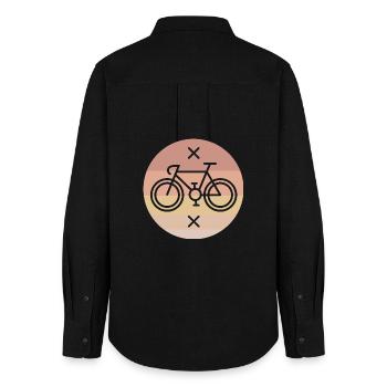 retro Rennrad Gravel vintage Linien Singlespeed - Frauen Oxford Hemd - Schwarz - Hinten - AI Model Female 172 light (172cm)