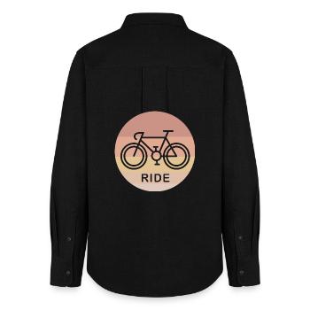 retro ride Rennrad Fahrrad Gravel SInglespeed Logo - Frauen Oxford Hemd - Schwarz - Hinten - AI Model Female 172 light (172cm)
