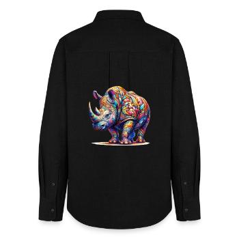 Nashorn - Frauen Oxford Hemd - Schwarz - Hinten - AI Model Female 172 light (172cm)