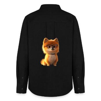 Zwergspitz Pommeraner Pom Süßer Deutscher Spitz - Frauen Oxford Hemd - Schwarz - Hinten - AI Model Female 172 light (172cm)
