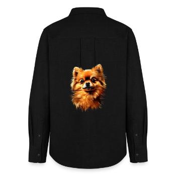 Zwergspitz Pommeraner Pom Süßer Deutscher Spitz - Frauen Oxford Hemd - Schwarz - Hinten - AI Model Female 172 light (172cm)