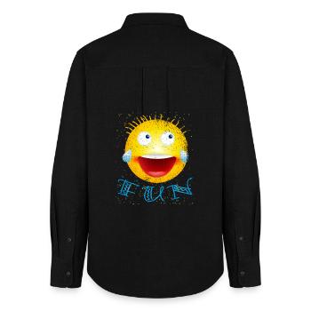 smiley laughs modified - Women's Oxford Shirt - black - Back - AI Model Female 172 light (172cm)