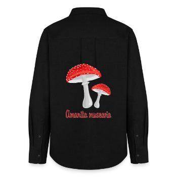 Autumn mushrooms - Women's Oxford Shirt - black - Back - AI Model Female 172 light (172cm)