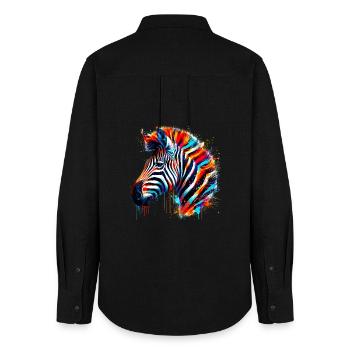 Zebra - Frauen Oxford Hemd - Schwarz - Hinten - AI Model Female 172 light (172cm)