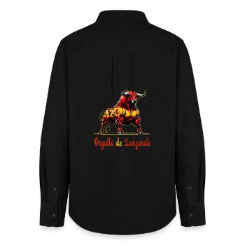 The pride of Lanzarote flag design - Women's Oxford Shirt - black - Back - AI Model Female 172 light (172cm)