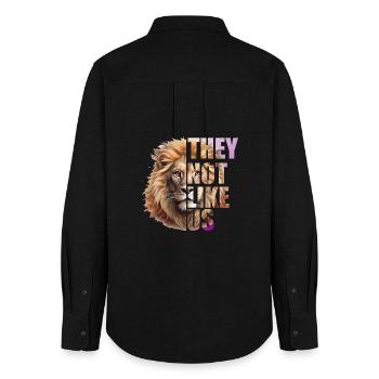 They not like us Design mit Löwen - Women's Oxford Shirt - black - Back - AI Model Female 172 light (172cm)