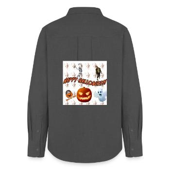 Frohes Halloween Version 3 - Frauen Oxford Hemd - Anthrazit - Hinten - AI Model Female 172 light (172cm)